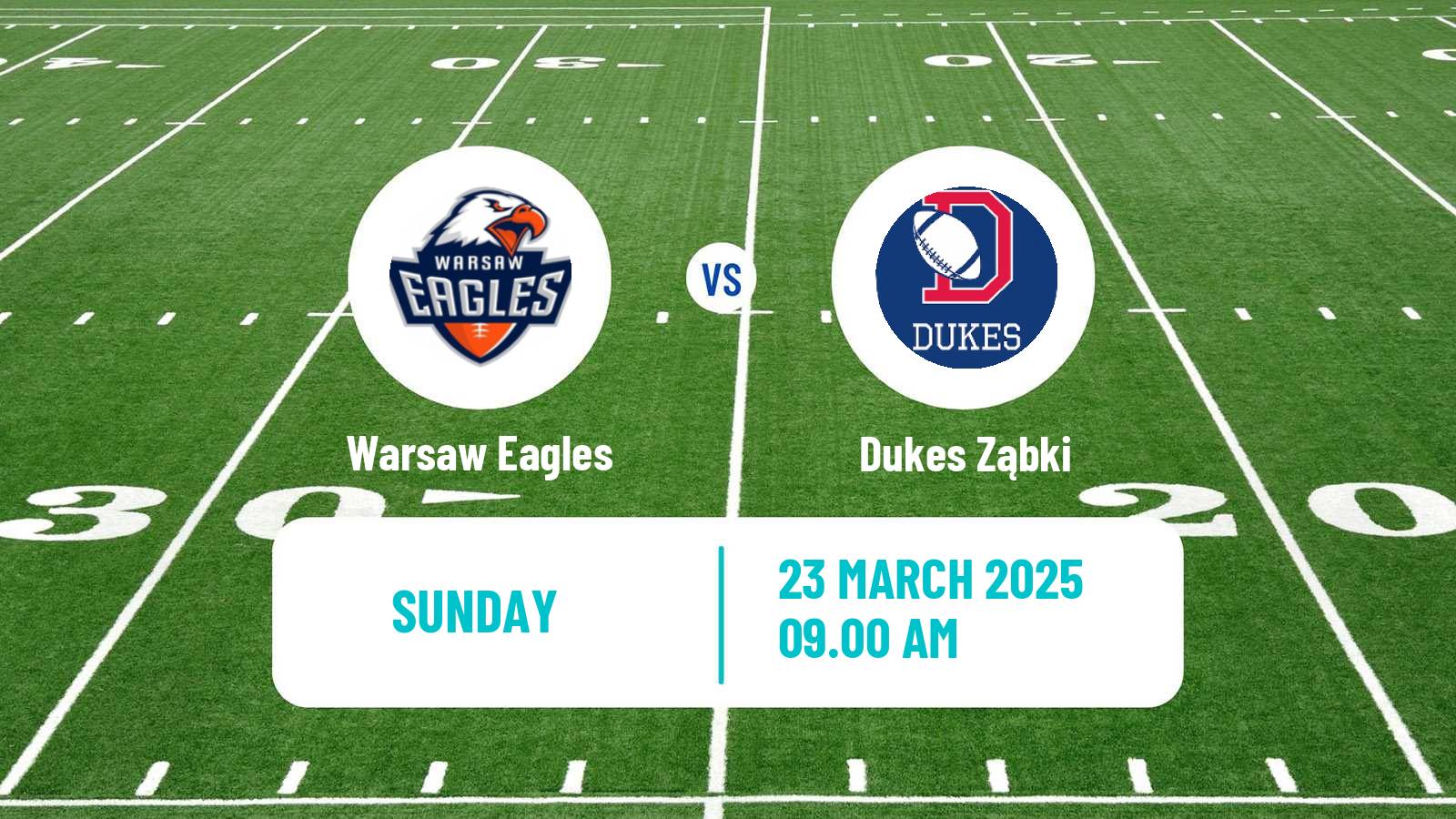 American football Polish PFL 1 Warsaw Eagles - Dukes Ząbki
