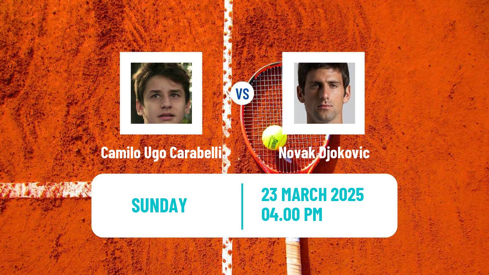 Tennis ATP Miami Camilo Ugo Carabelli - Novak Djokovic