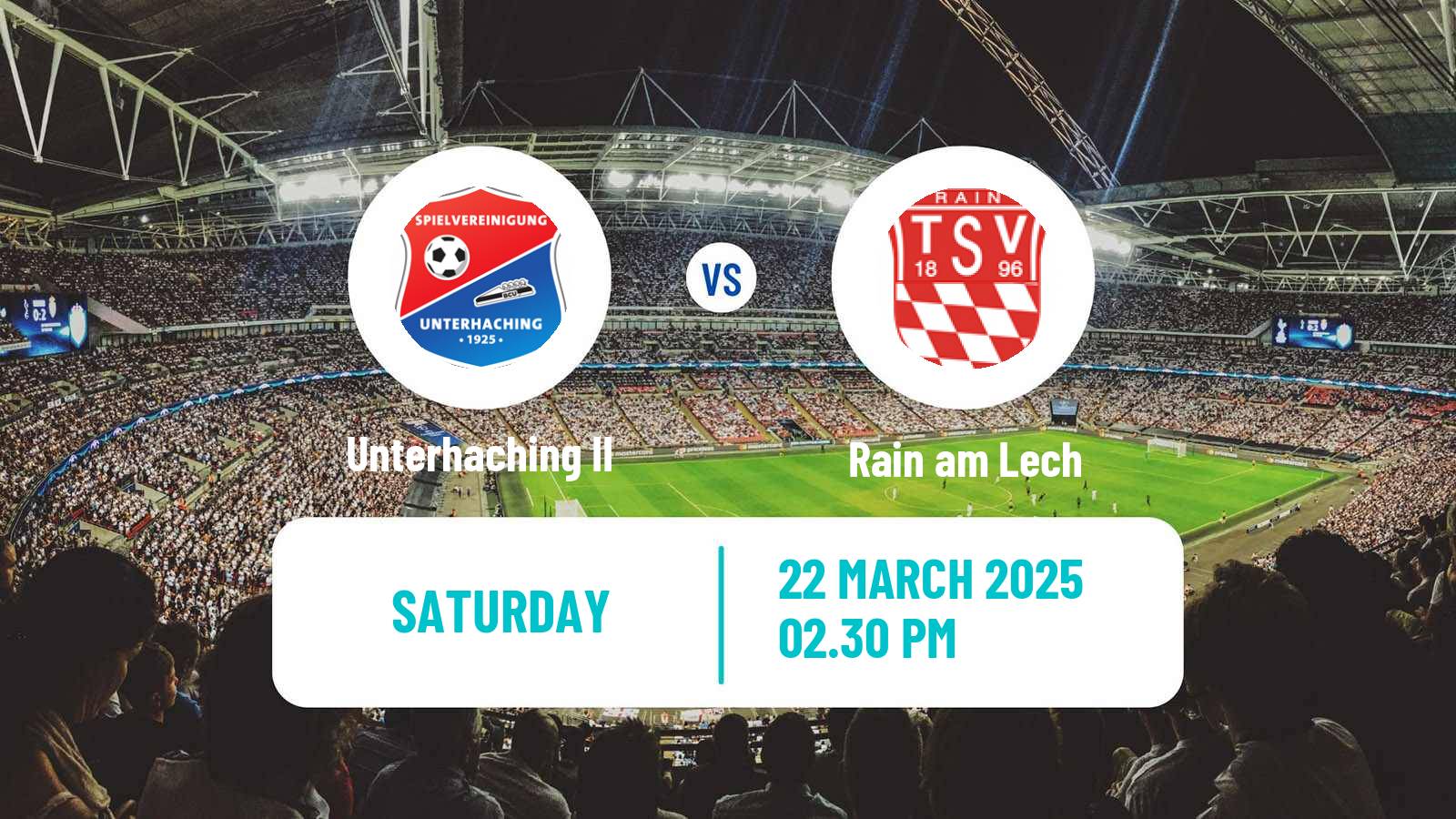 Soccer German Oberliga Bayern Süd Unterhaching II - Rain am Lech