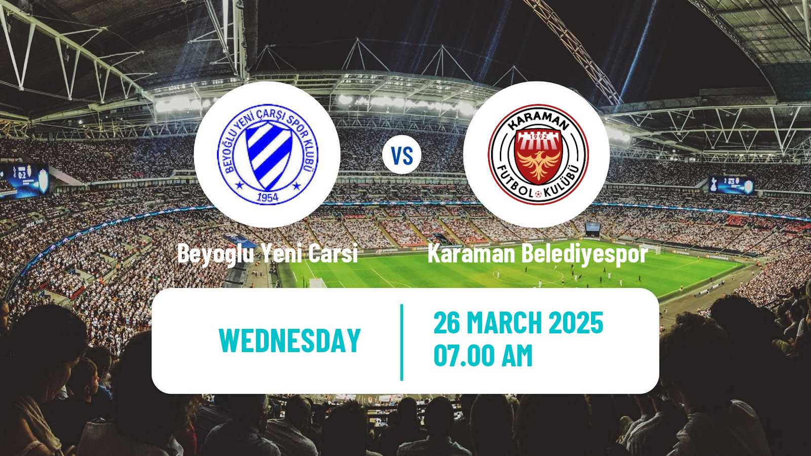 Soccer Turkish Second League Red Group Beyoglu Yeni Carsi - Karaman Belediyespor