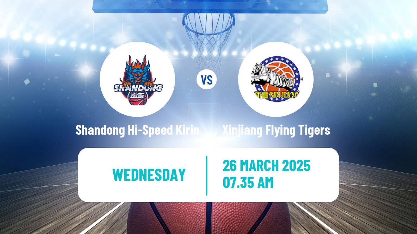 Basketball CBA Shandong Hi-Speed Kirin - Xinjiang Flying Tigers