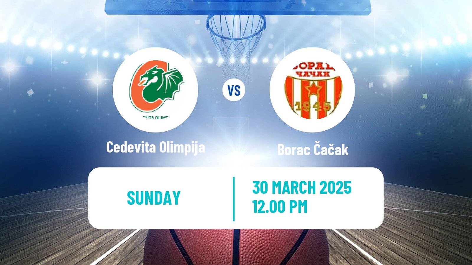 Basketball Adriatic League Cedevita Olimpija - Borac Čačak