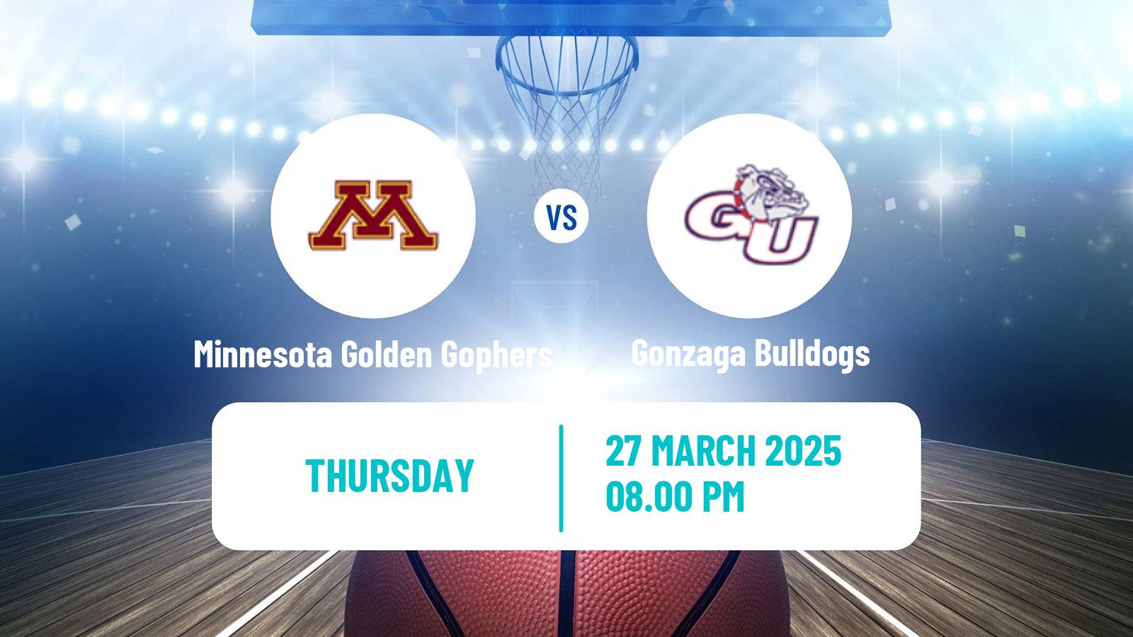 Basketball NCAA College Basketball Women Minnesota Golden Gophers - Gonzaga Bulldogs