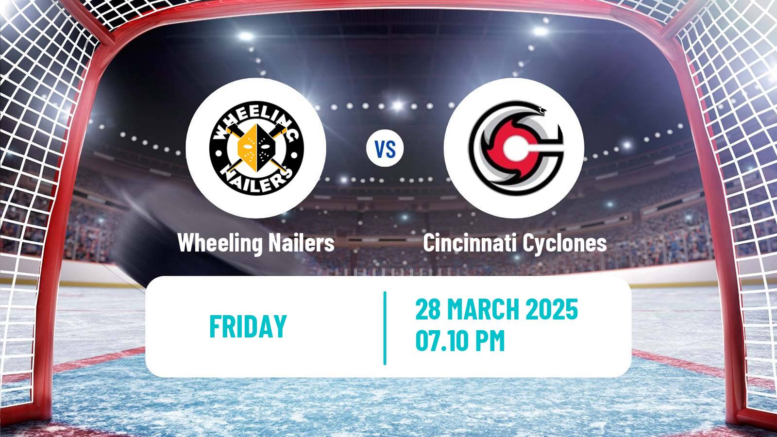 Hockey ECHL Wheeling Nailers - Cincinnati Cyclones