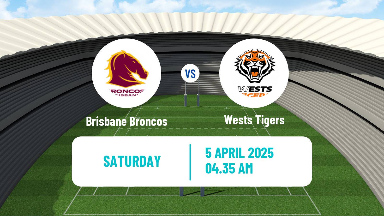 Rugby league Australian NRL Brisbane Broncos - Wests Tigers