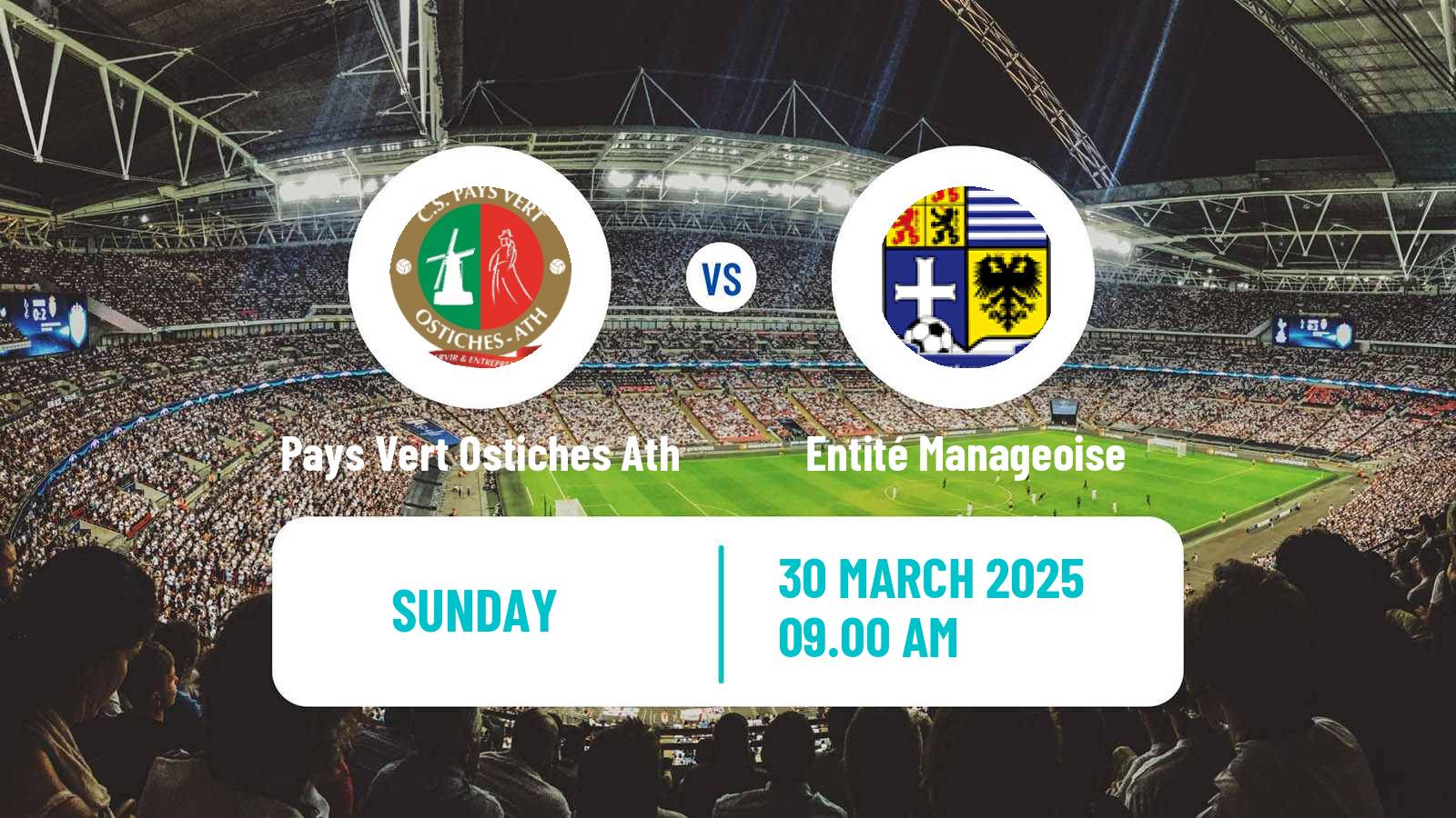 Soccer Belgian Second Amateur Division Group C Pays Vert Ostiches Ath - Entité Manageoise