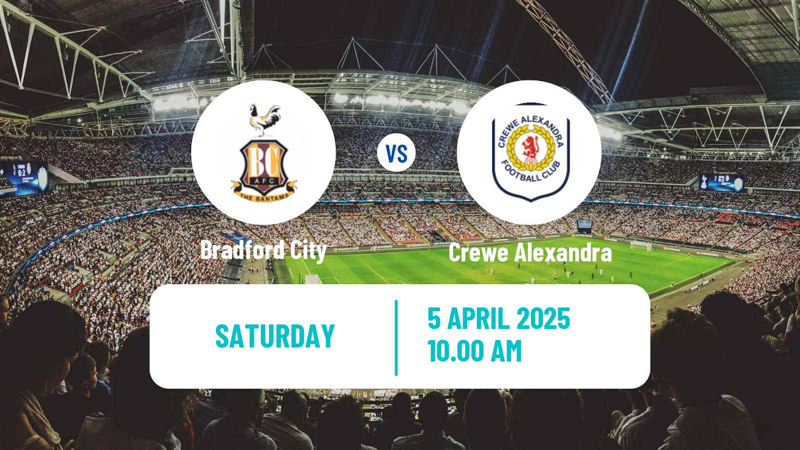 Soccer English League Two Bradford City - Crewe Alexandra