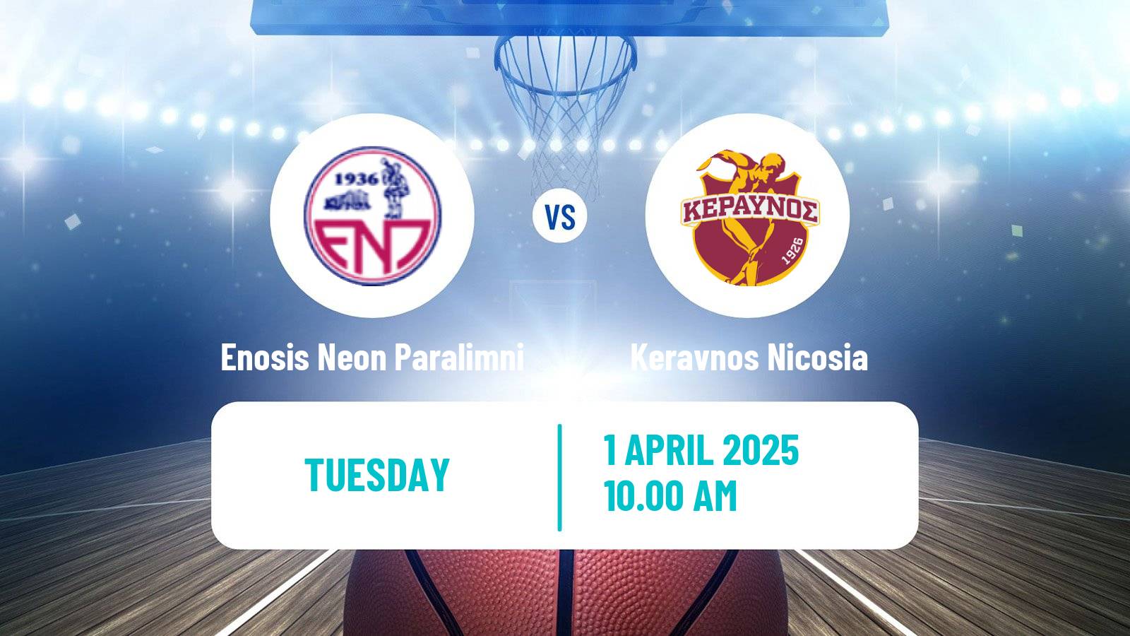Basketball Cypriot Division A Basketball Enosis Neon Paralimni - Keravnos Nicosia