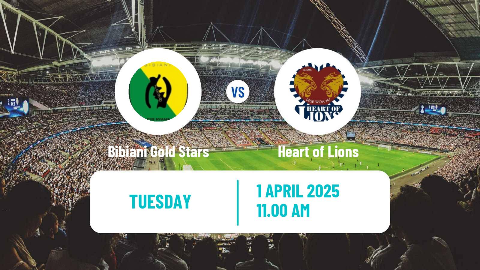 Soccer Ghanaian Premier League Bibiani Gold Stars - Heart of Lions