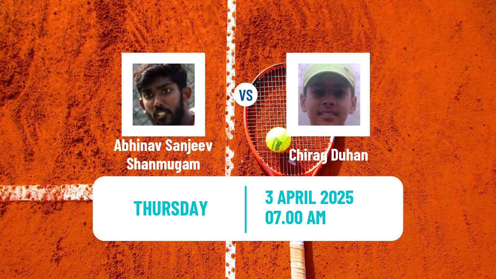 Tennis ITF M25 Bengaluru Men Abhinav Sanjeev Shanmugam - Chirag Duhan