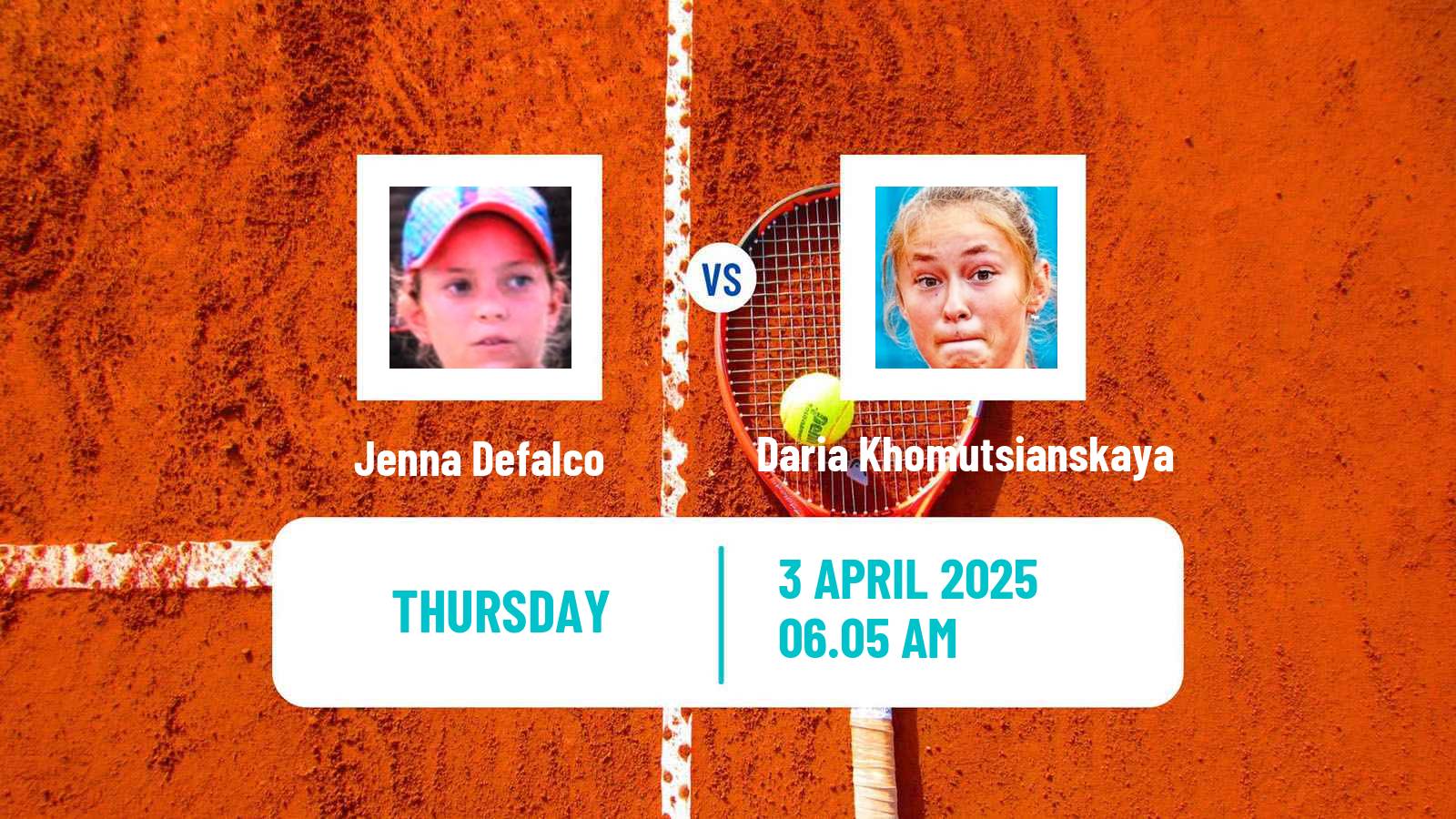 Tennis ITF W15 Monastir 13 Women Jenna Defalco - Daria Khomutsianskaya