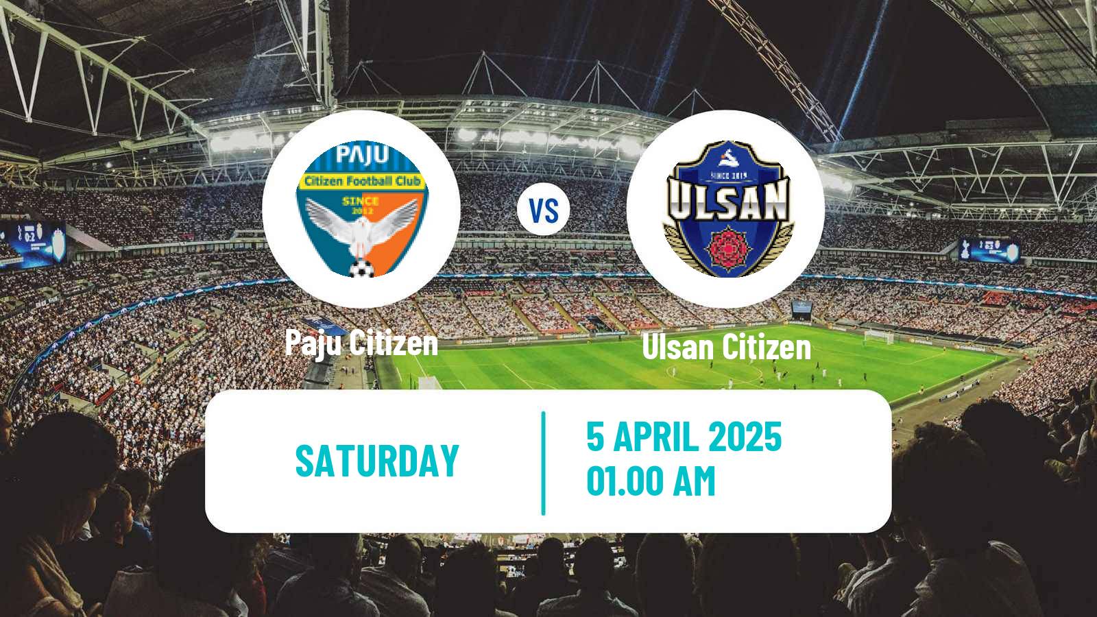 Soccer South Korean K3 League Paju Citizen - Ulsan Citizen