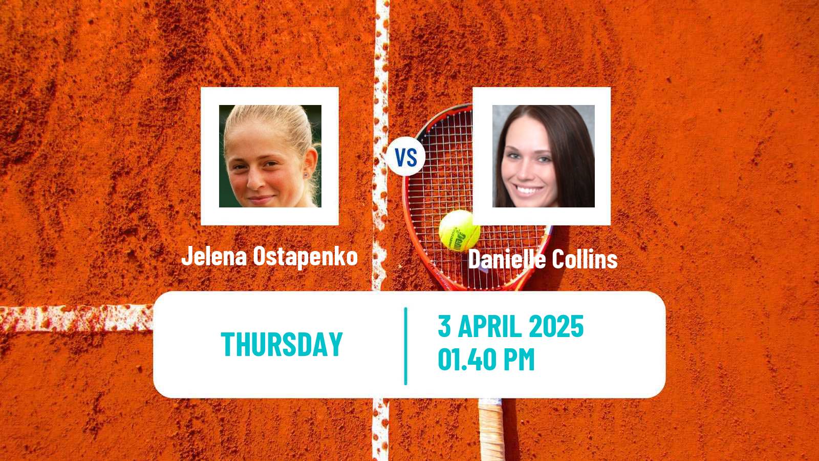 Tennis WTA Charleston Jelena Ostapenko - Danielle Collins