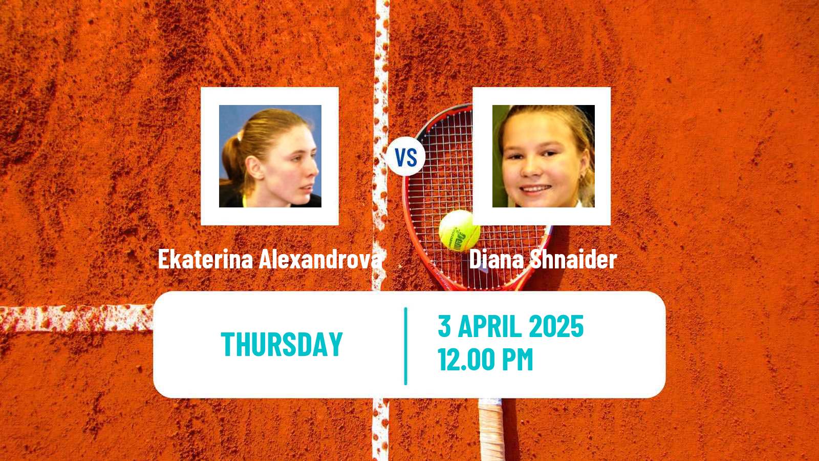 Tennis WTA Charleston Ekaterina Alexandrova - Diana Shnaider
