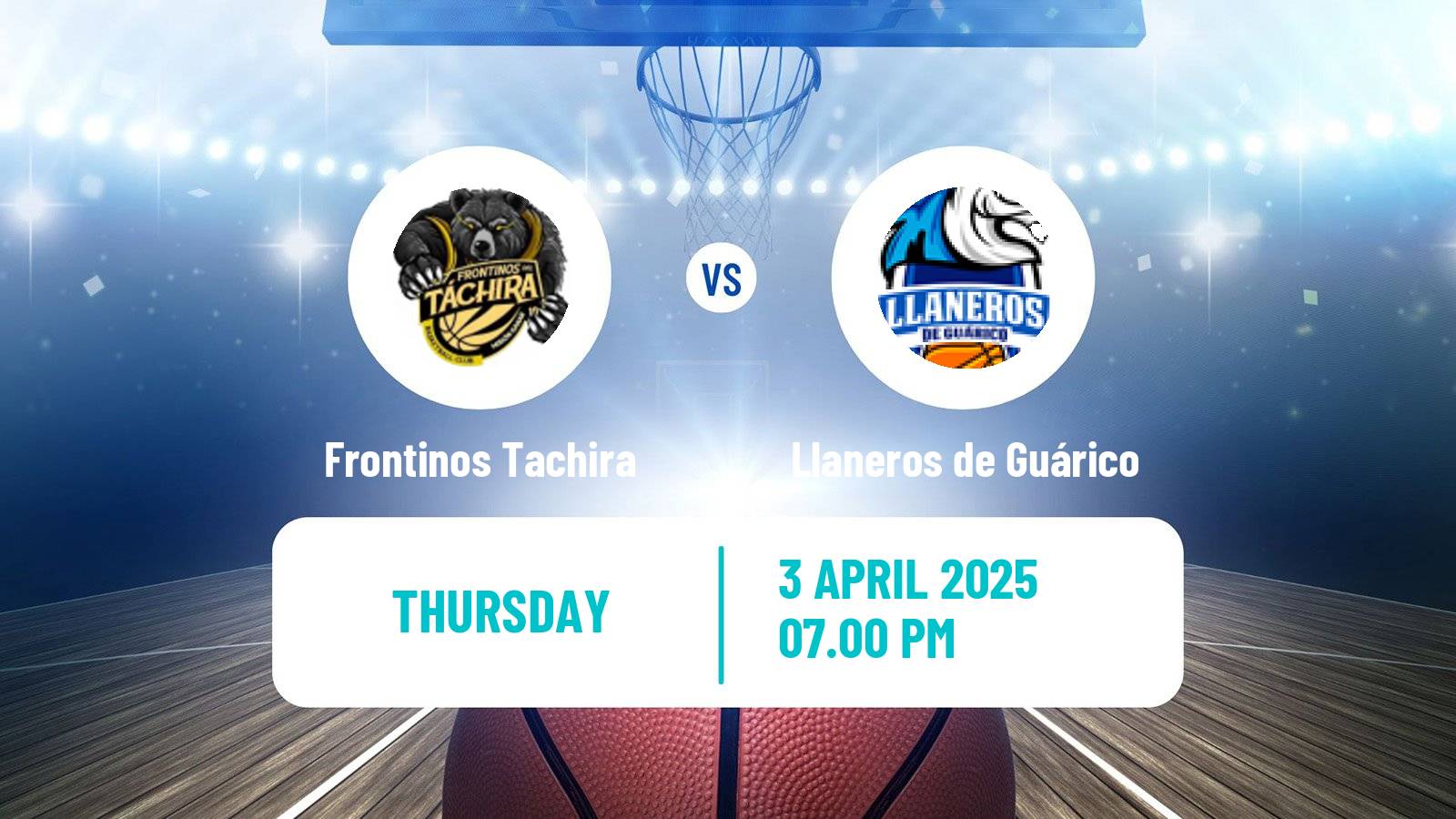 Basketball Venezuelan Superliga Basketball Frontinos Tachira - Llaneros de Guárico