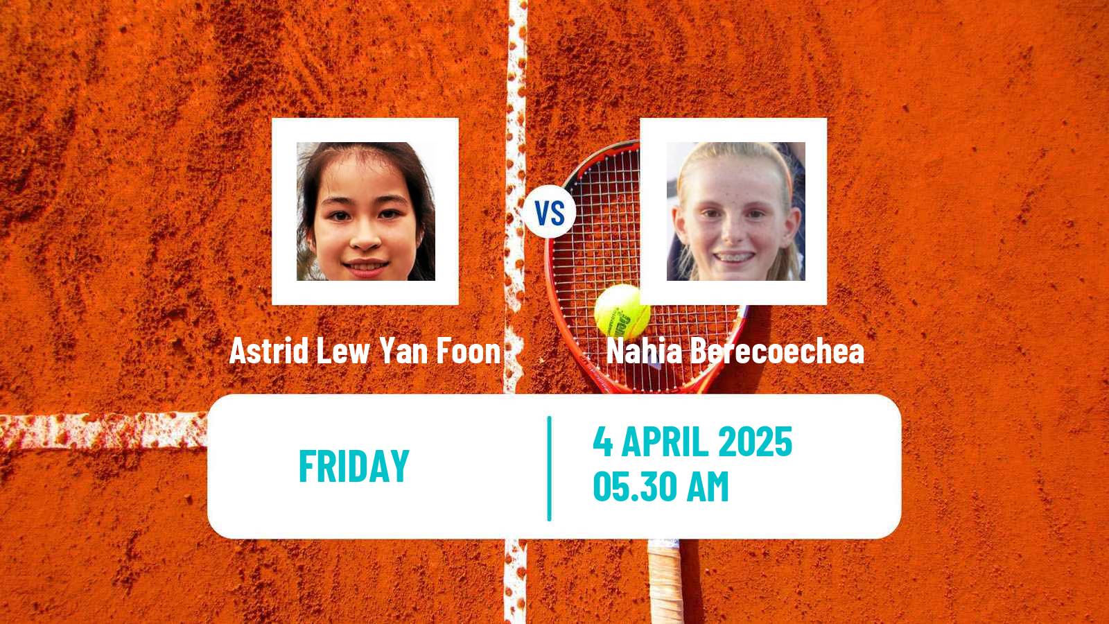 Tennis ITF W50 Bujumbura 2 Women Astrid Lew Yan Foon - Nahia Berecoechea