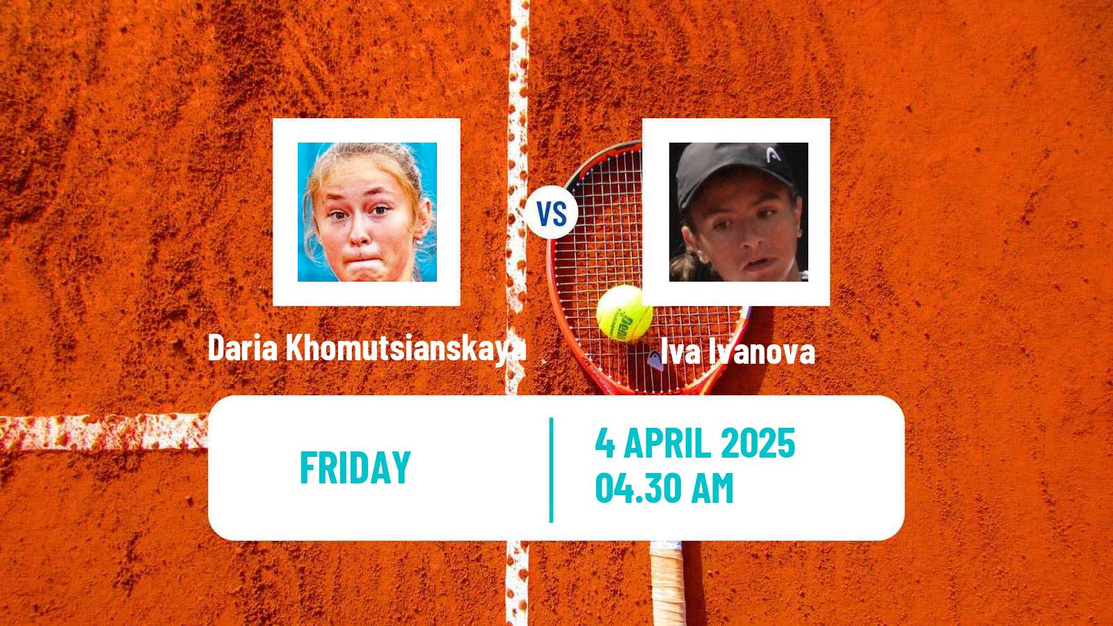 Tennis ITF W15 Monastir 13 Women Daria Khomutsianskaya - Iva Ivanova
