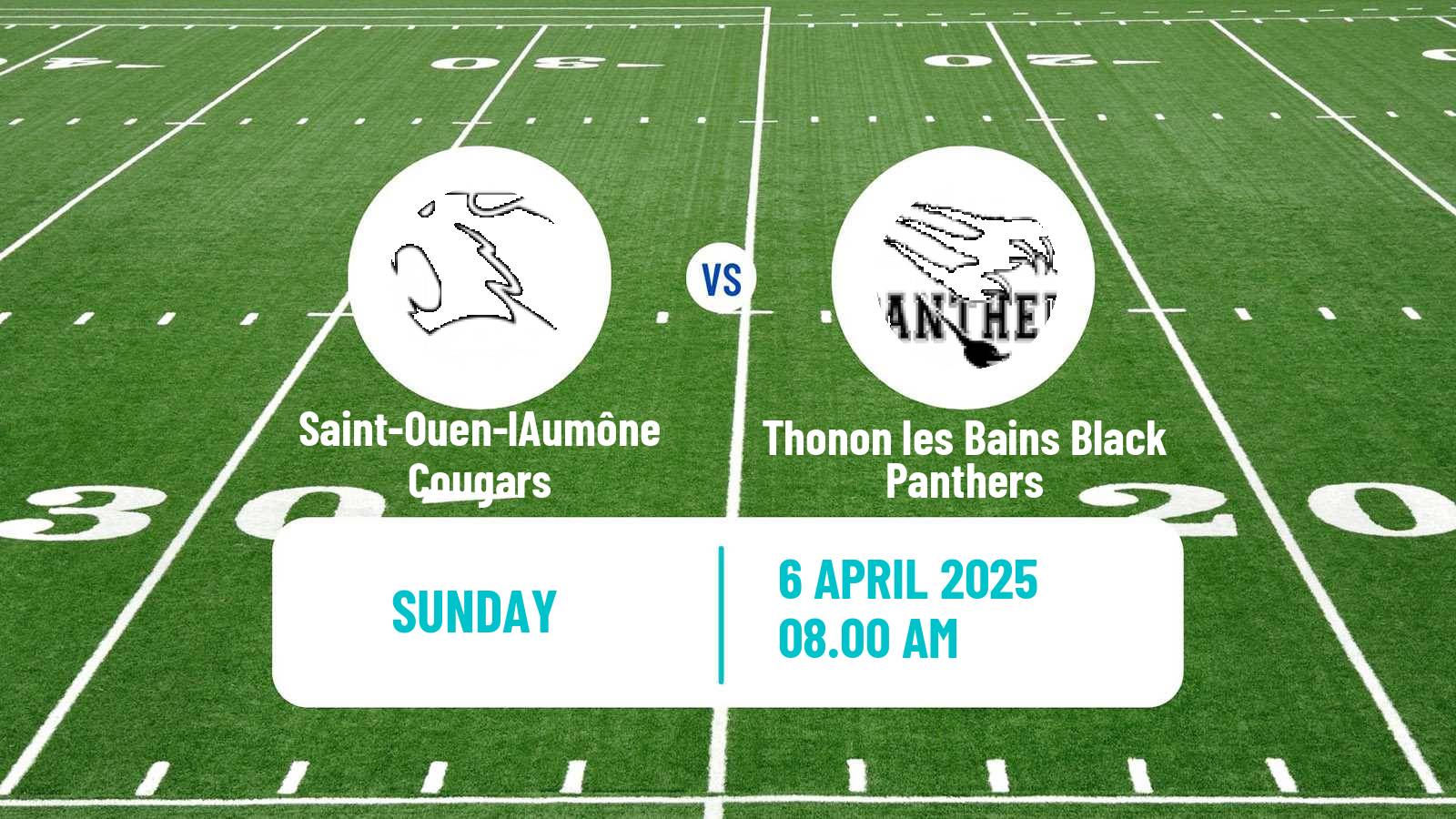 American football French Championnat Elite American Football Saint-Ouen-lAumône Cougars - Thonon les Bains Black Panthers