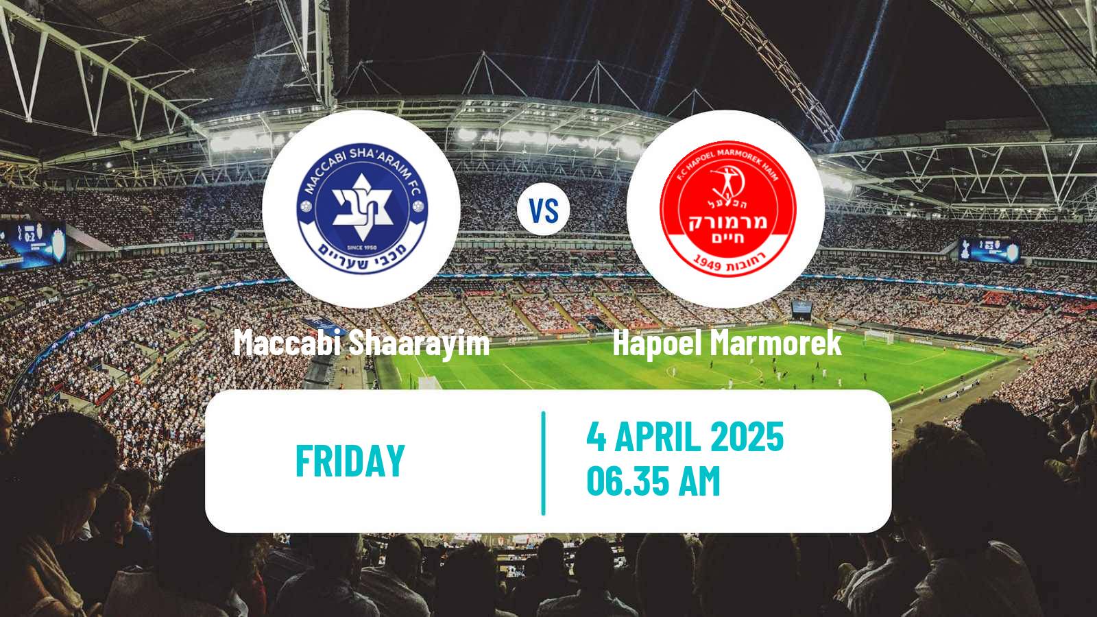 Soccer Israeli Liga Alef South Maccabi Shaarayim - Hapoel Marmorek