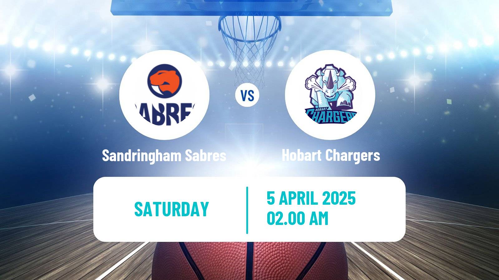 Basketball Australian NBL1 South Women Sandringham Sabres - Hobart Chargers