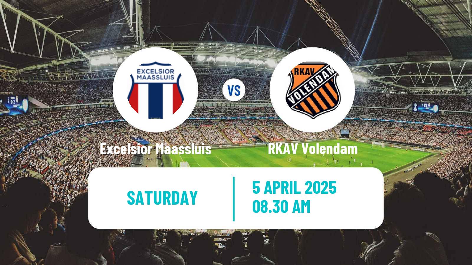 Soccer Dutch Tweede Divisie Excelsior Maassluis - RKAV Volendam