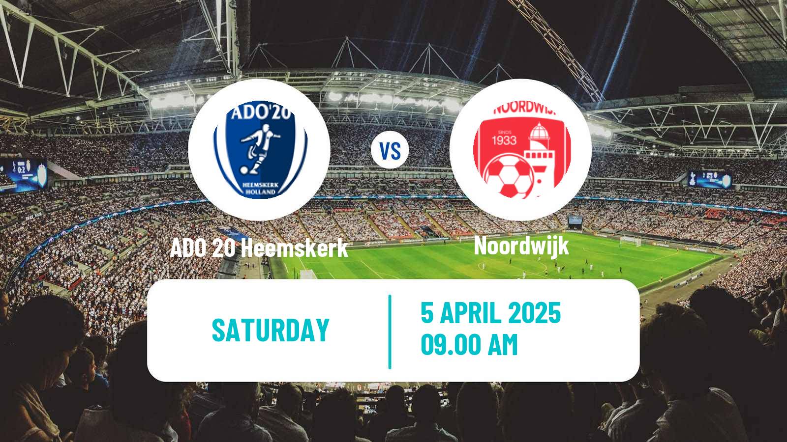 Soccer Dutch Tweede Divisie ADO 20 Heemskerk - Noordwijk