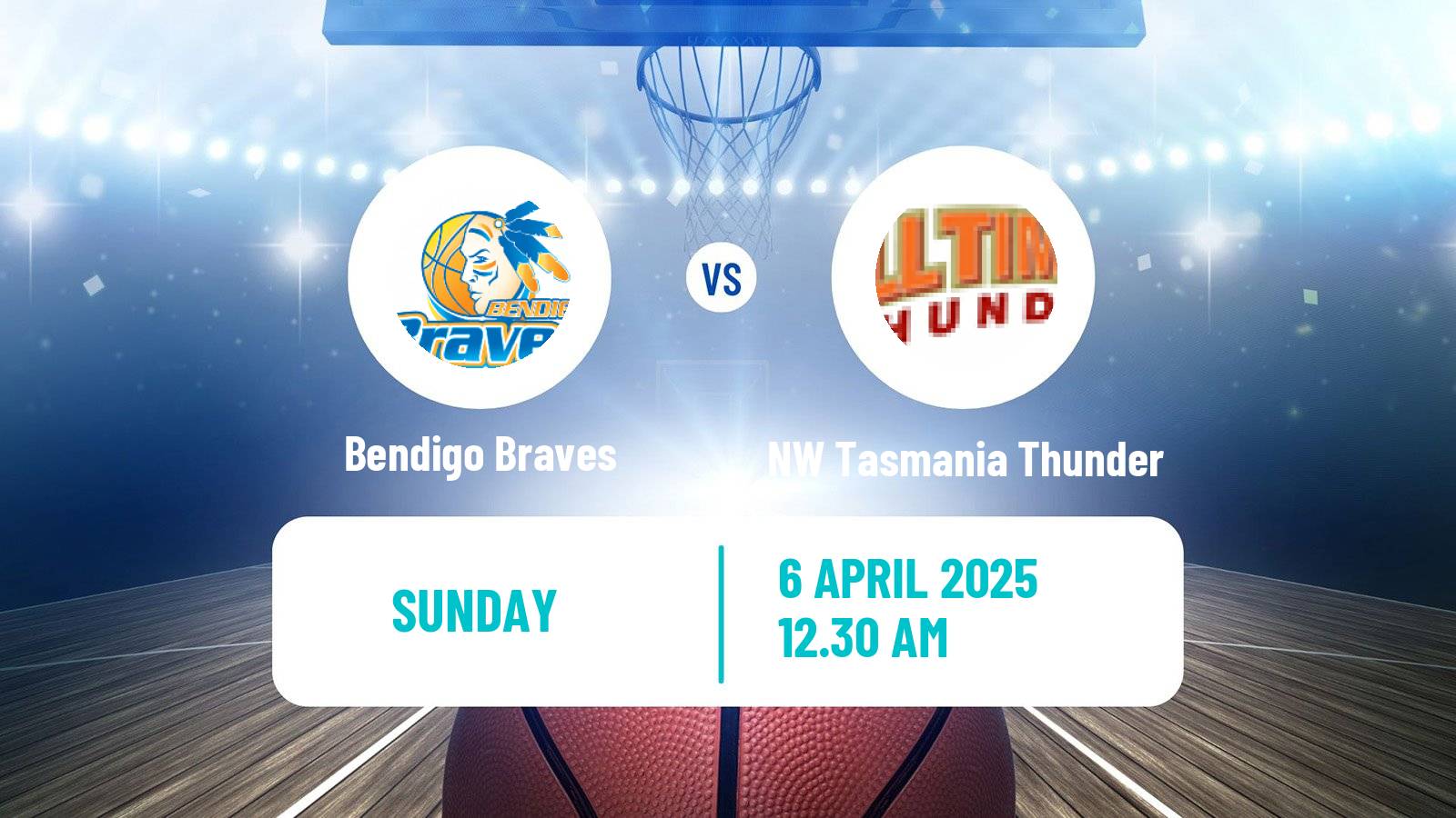 Basketball Australian NBL1 South Bendigo Braves - NW Tasmania Thunder