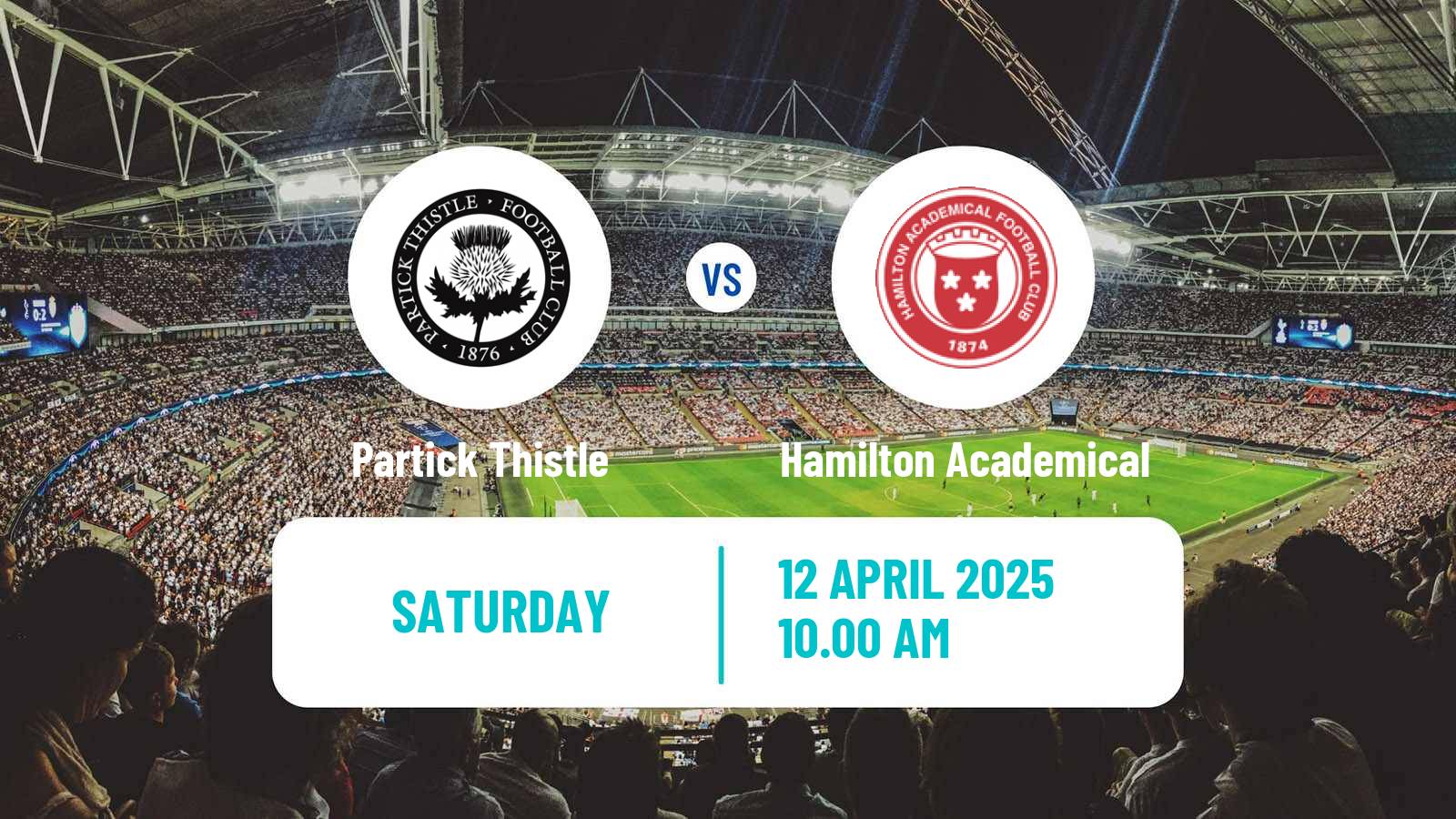 Soccer Scottish Football Championship Partick Thistle - Hamilton Academical