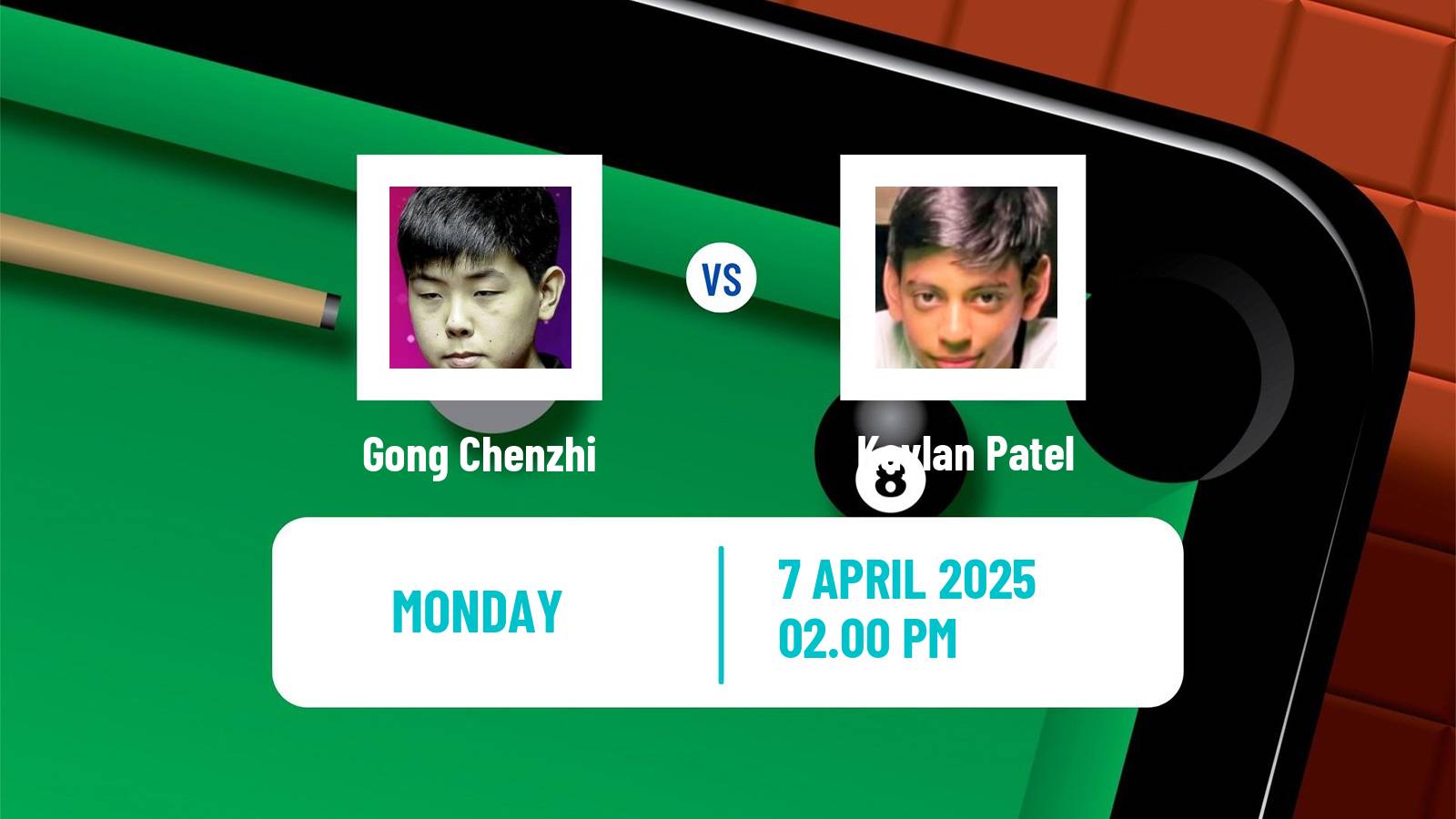 Snooker World Championship Gong Chenzhi - Kaylan Patel
