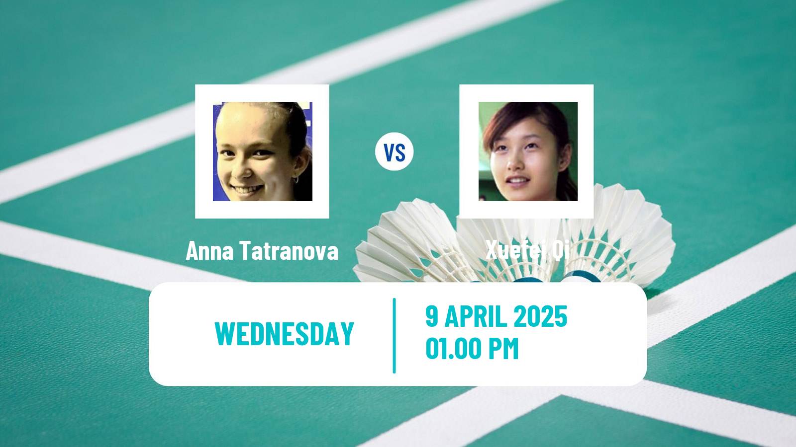 Badminton BWF European Championship Women Anna Tatranova - Xuefei Qi