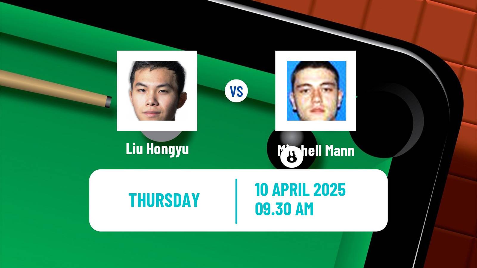 Snooker World Championship Liu Hongyu - Mitchell Mann