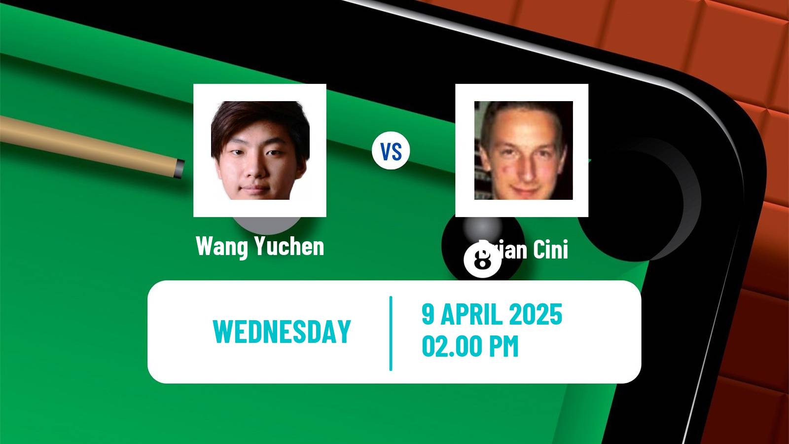 Snooker World Championship Wang Yuchen - Brian Cini