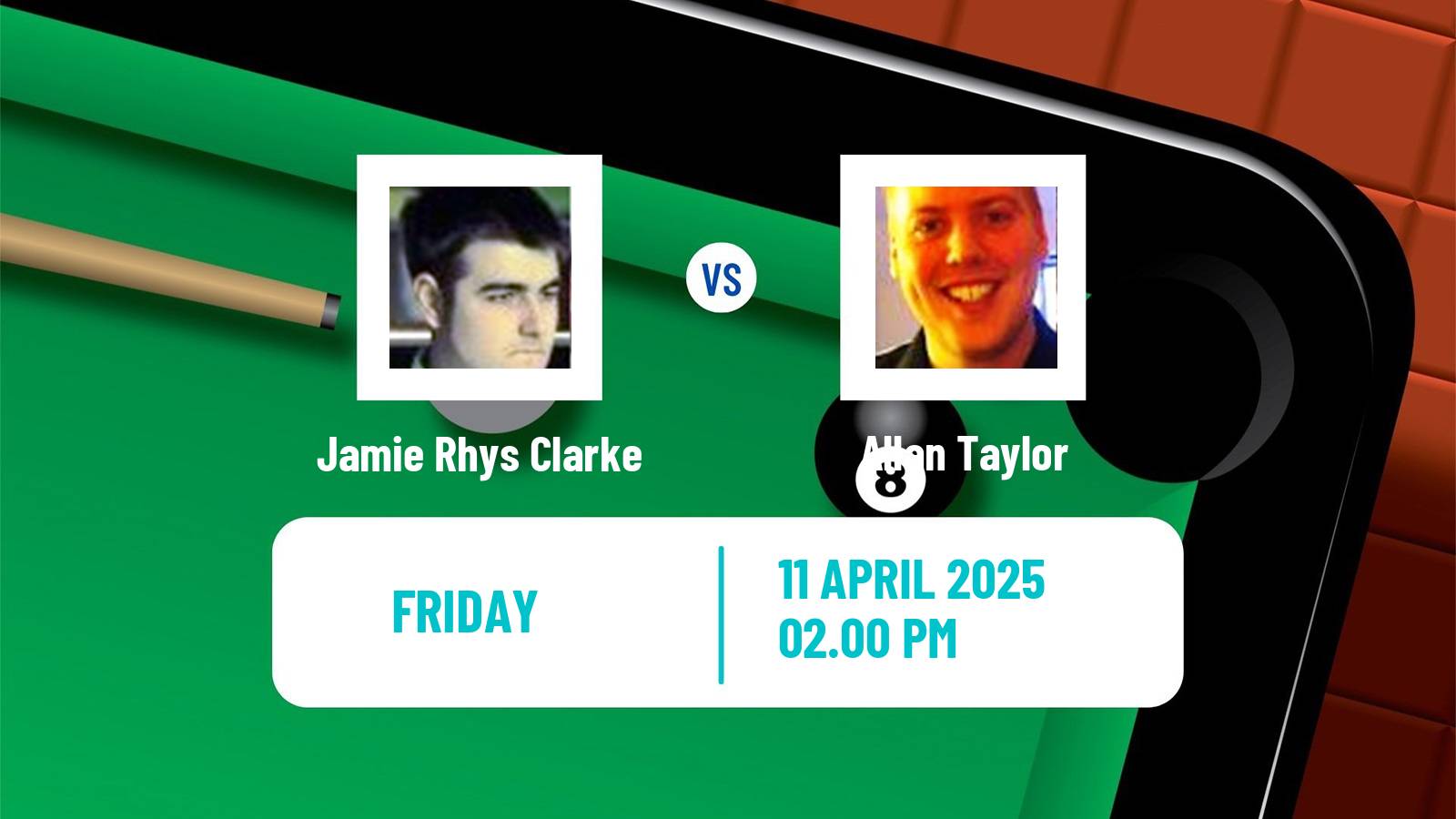 Snooker World Championship Jamie Rhys Clarke - Allan Taylor