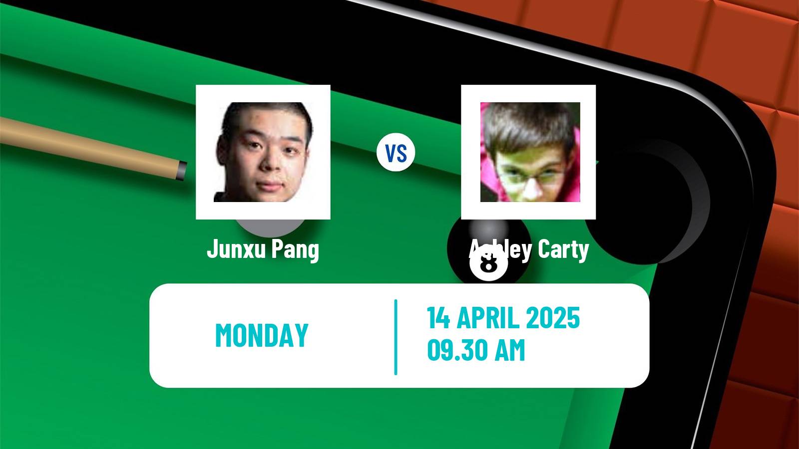 Snooker World Championship Junxu Pang - Ashley Carty