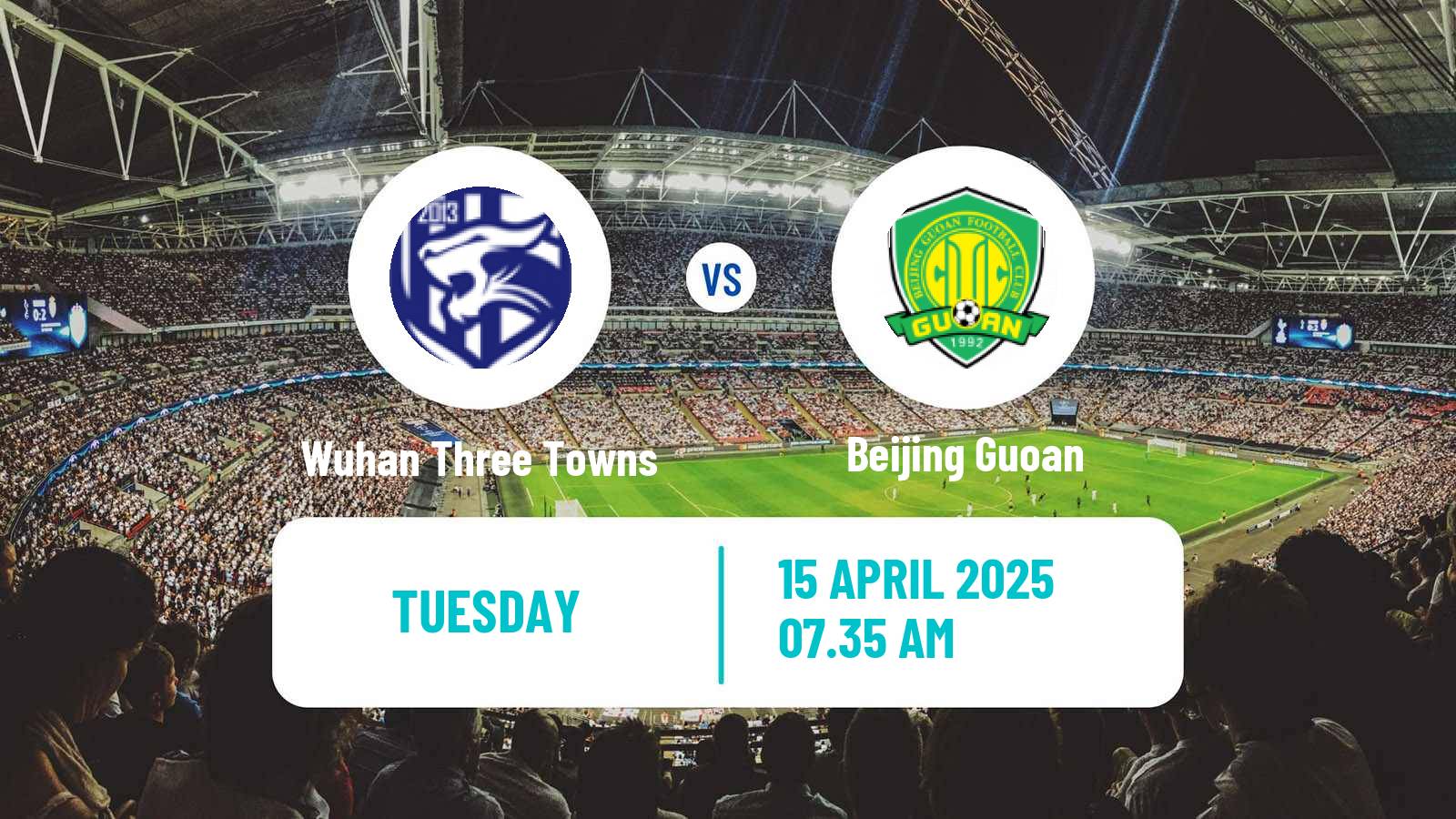 Soccer Chinese Super League Wuhan Three Towns - Beijing Guoan
