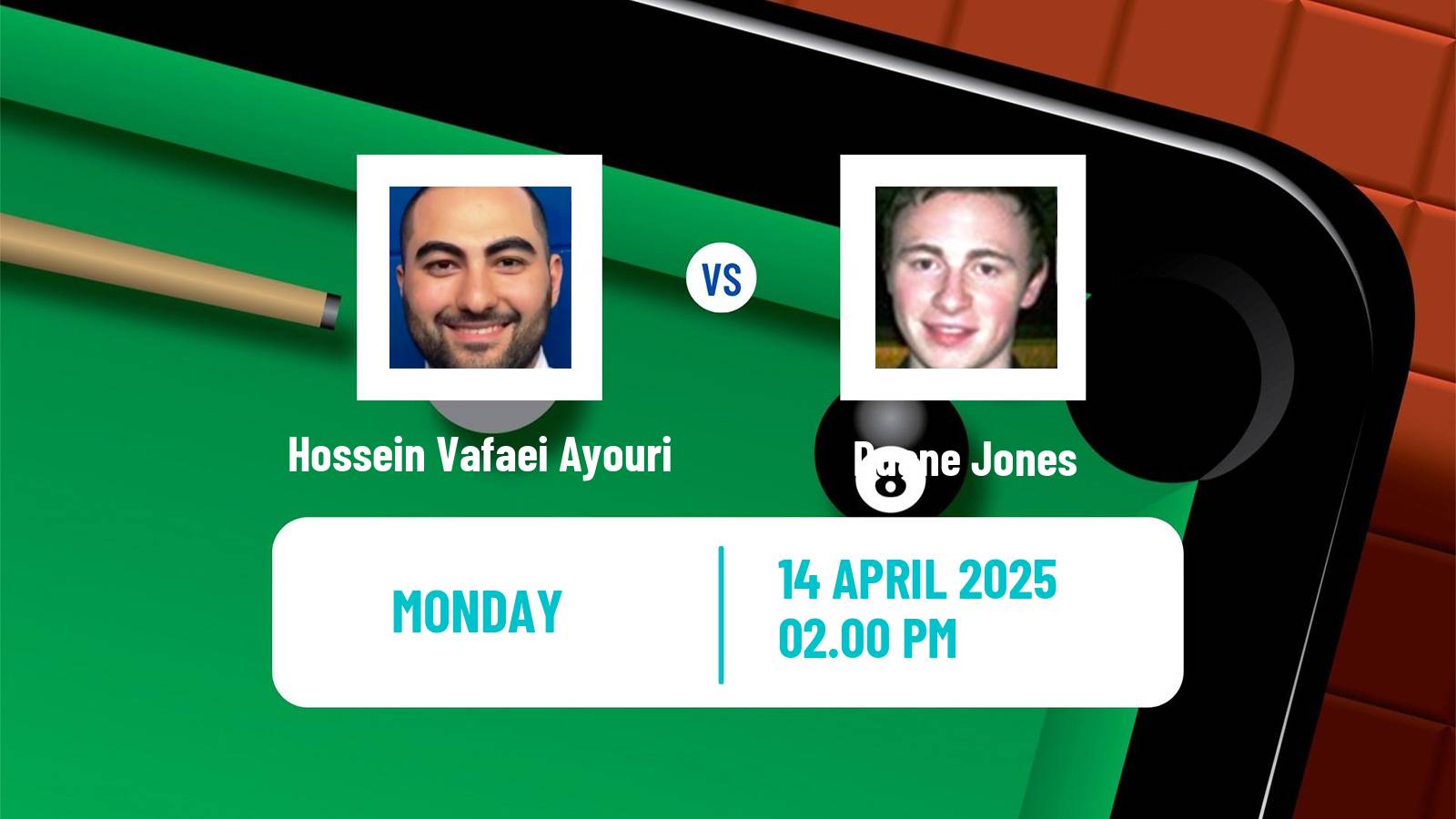 Snooker World Championship Hossein Vafaei Ayouri - Duane Jones