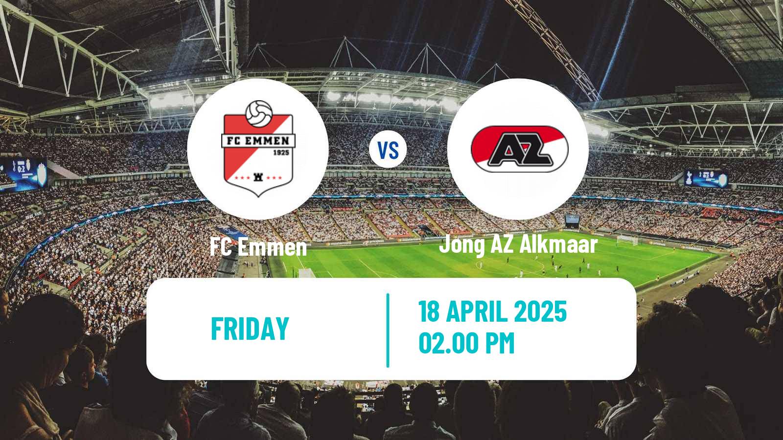Soccer Dutch Eerste Divisie Emmen - Jong AZ Alkmaar