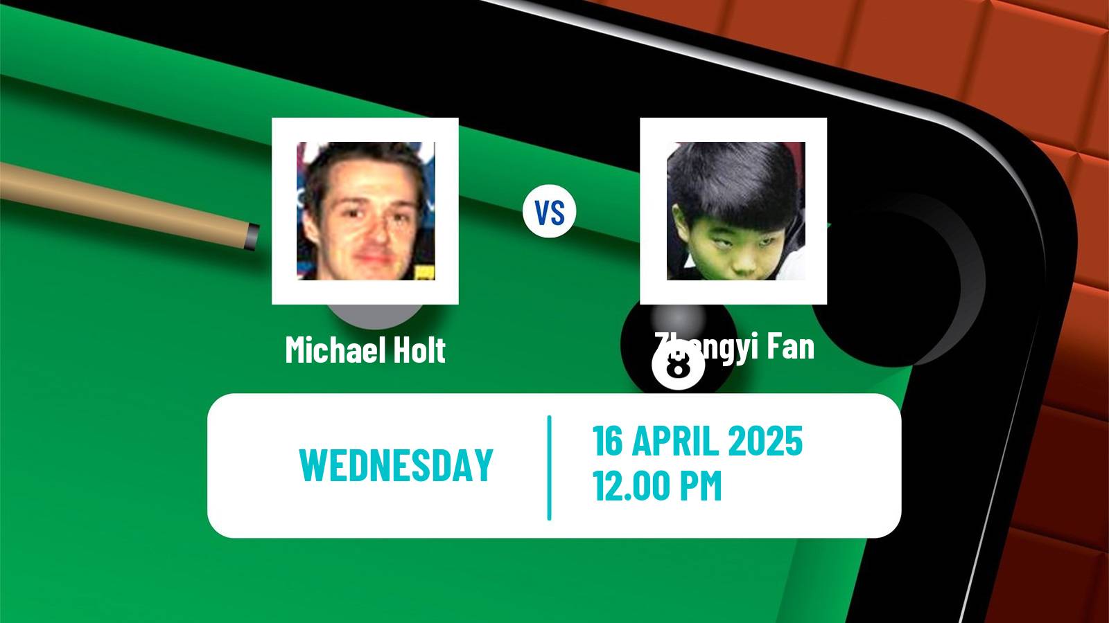 Snooker World Championship Michael Holt - Zhengyi Fan
