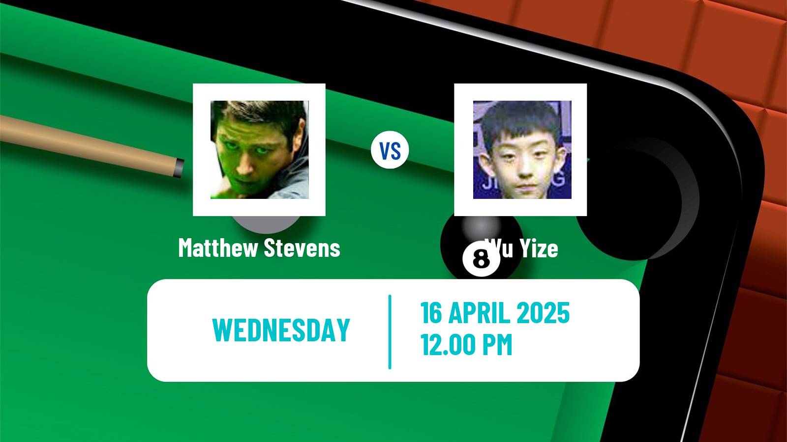 Snooker World Championship Matthew Stevens - Wu Yize