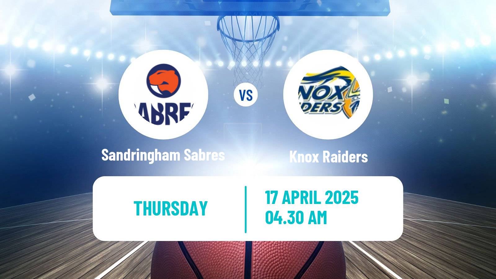 Basketball Australian NBL1 South Women Sandringham Sabres - Knox Raiders