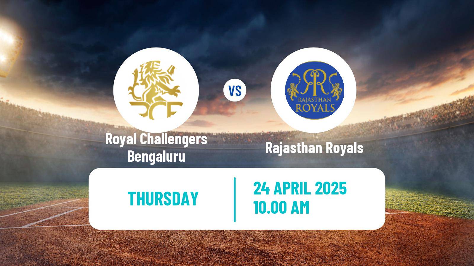 Cricket Indian Premier League Cricket Royal Challengers Bengaluru - Rajasthan Royals