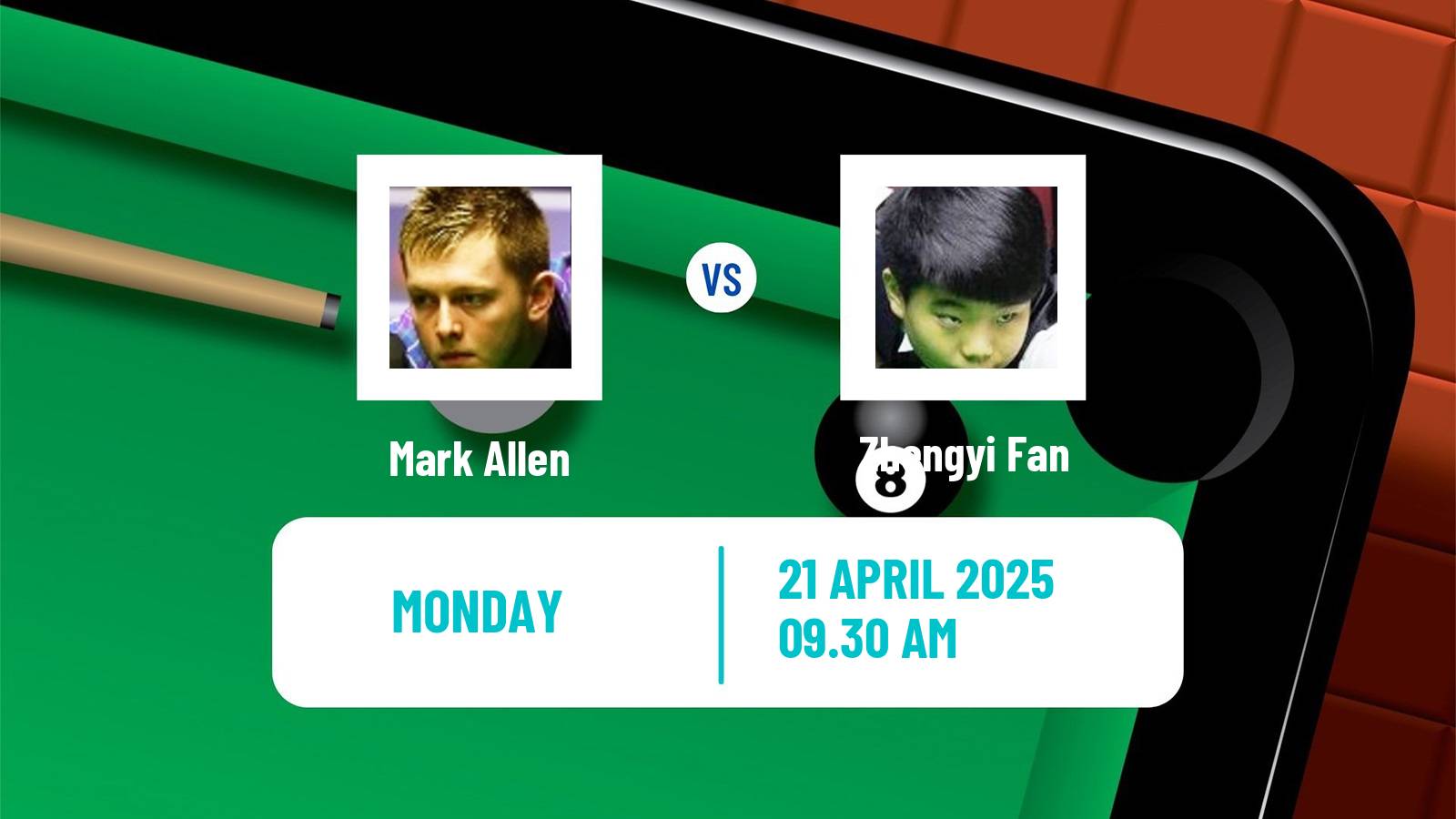 Snooker World Championship Mark Allen - Zhengyi Fan