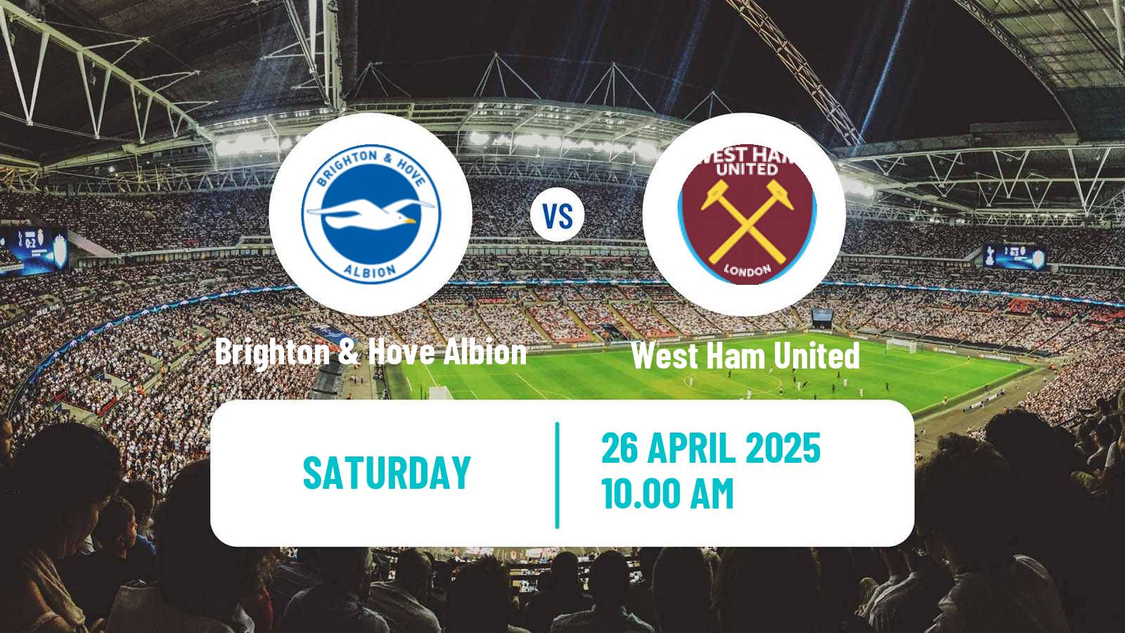 Soccer English Premier League Brighton & Hove Albion - West Ham United