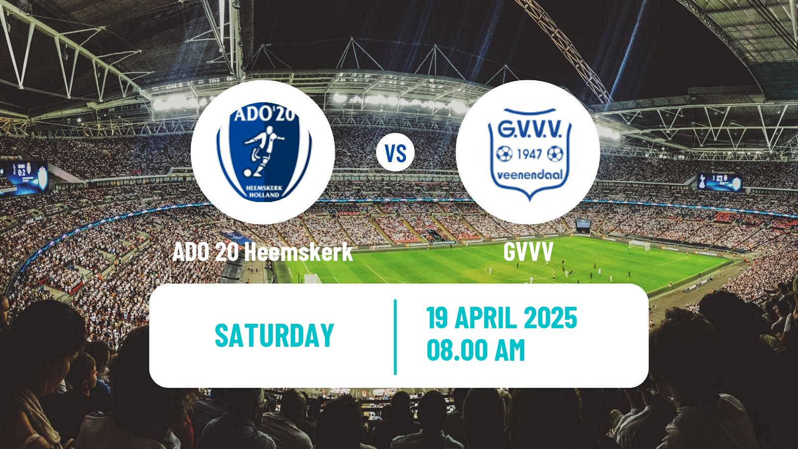 Soccer Dutch Tweede Divisie ADO 20 Heemskerk - GVVV