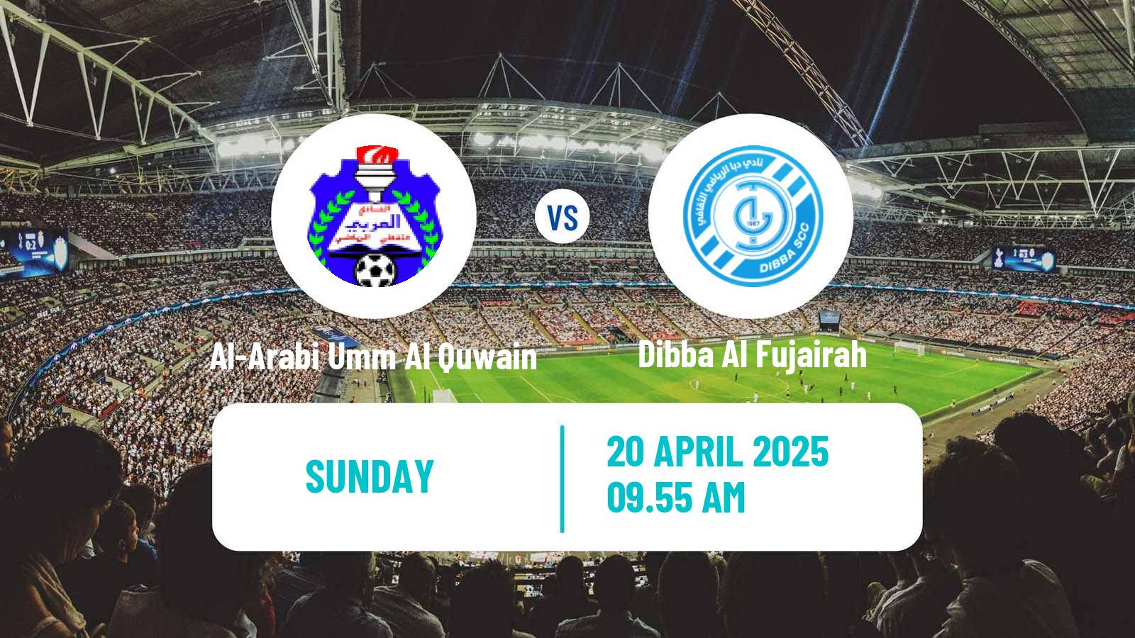 Soccer UAE Division 1 Al-Arabi Umm Al Quwain - Dibba Al Fujairah