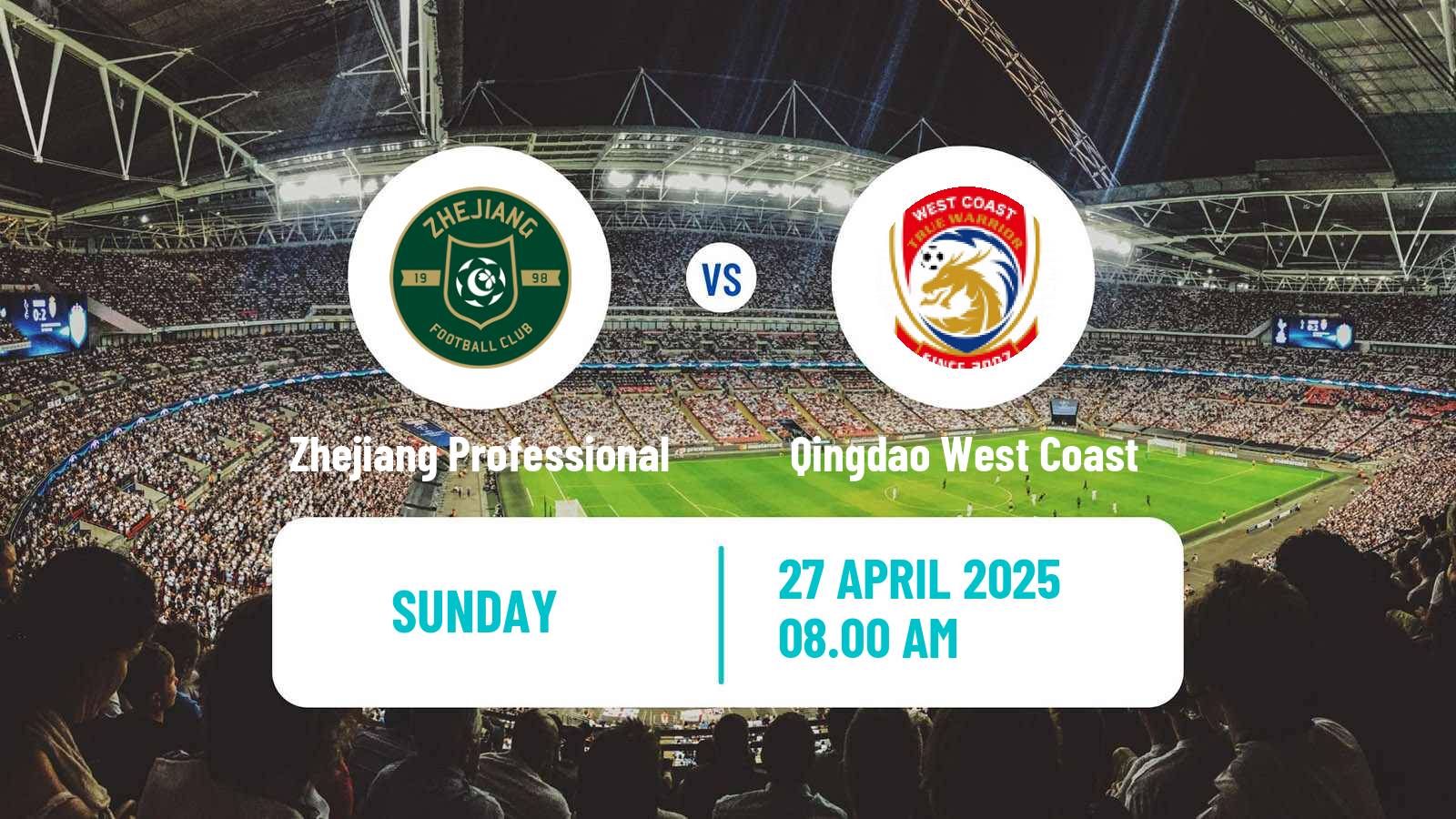 Soccer Chinese Super League Zhejiang Professional - Qingdao West Coast