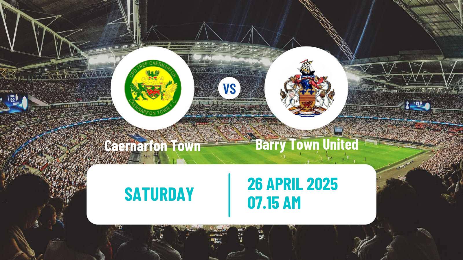 Soccer Welsh Cymru Premier Caernarfon Town - Barry Town United