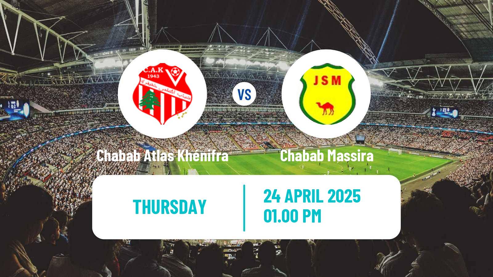 Soccer Moroccan Botola 2 Chabab Atlas Khénifra - Chabab Massira