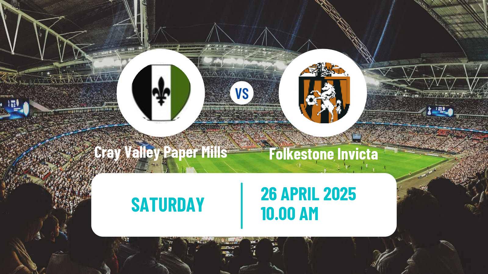 Soccer English Isthmian League Premier Division Cray Valley Paper Mills - Folkestone Invicta
