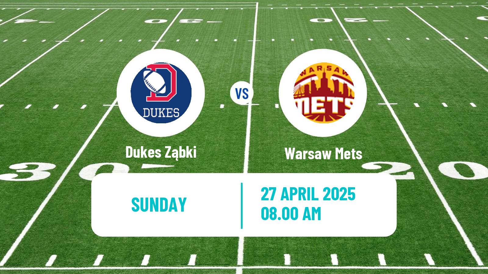 American football Polish PFL 1 Dukes Ząbki - Warsaw Mets